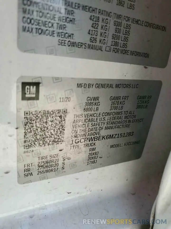13 fotografías del automóvil dañado 1GCPWBEK6MZ151283 CHEVROLET ALL Models 2021