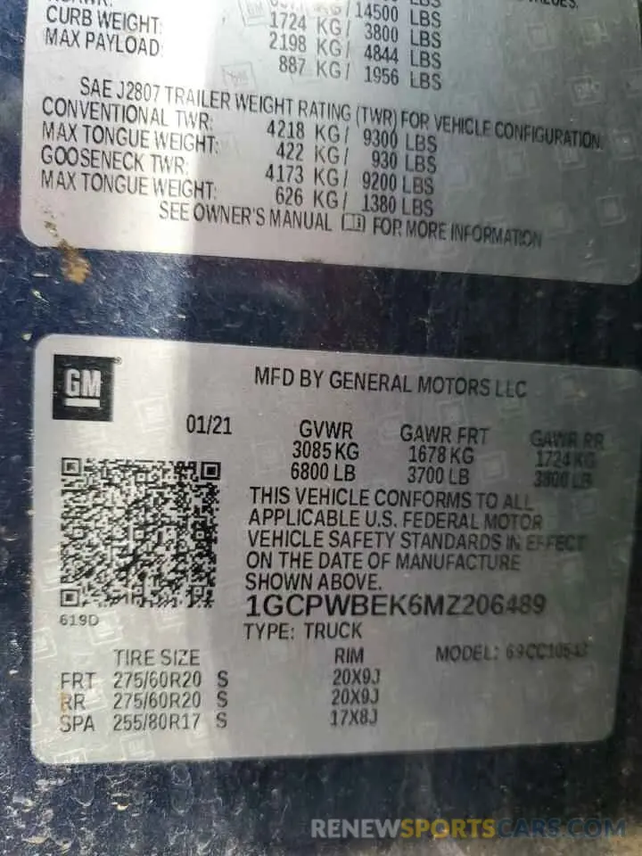 14 fotografías del automóvil dañado 1GCPWBEK6MZ206489 CHEVROLET ALL Models 2021