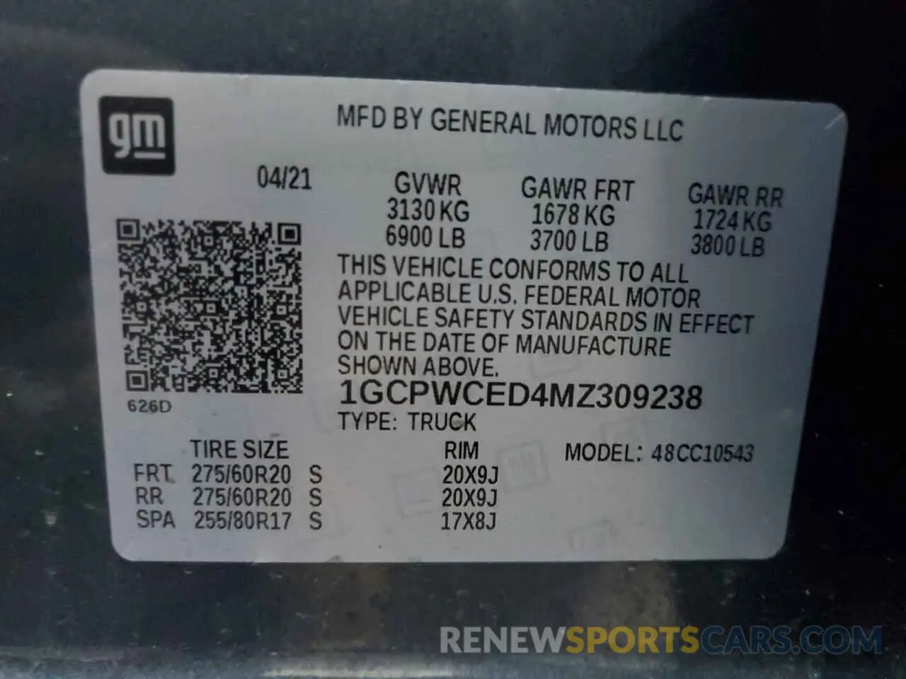 13 fotografías del automóvil dañado 1GCPWCED4MZ309238 CHEVROLET ALL Models 2021