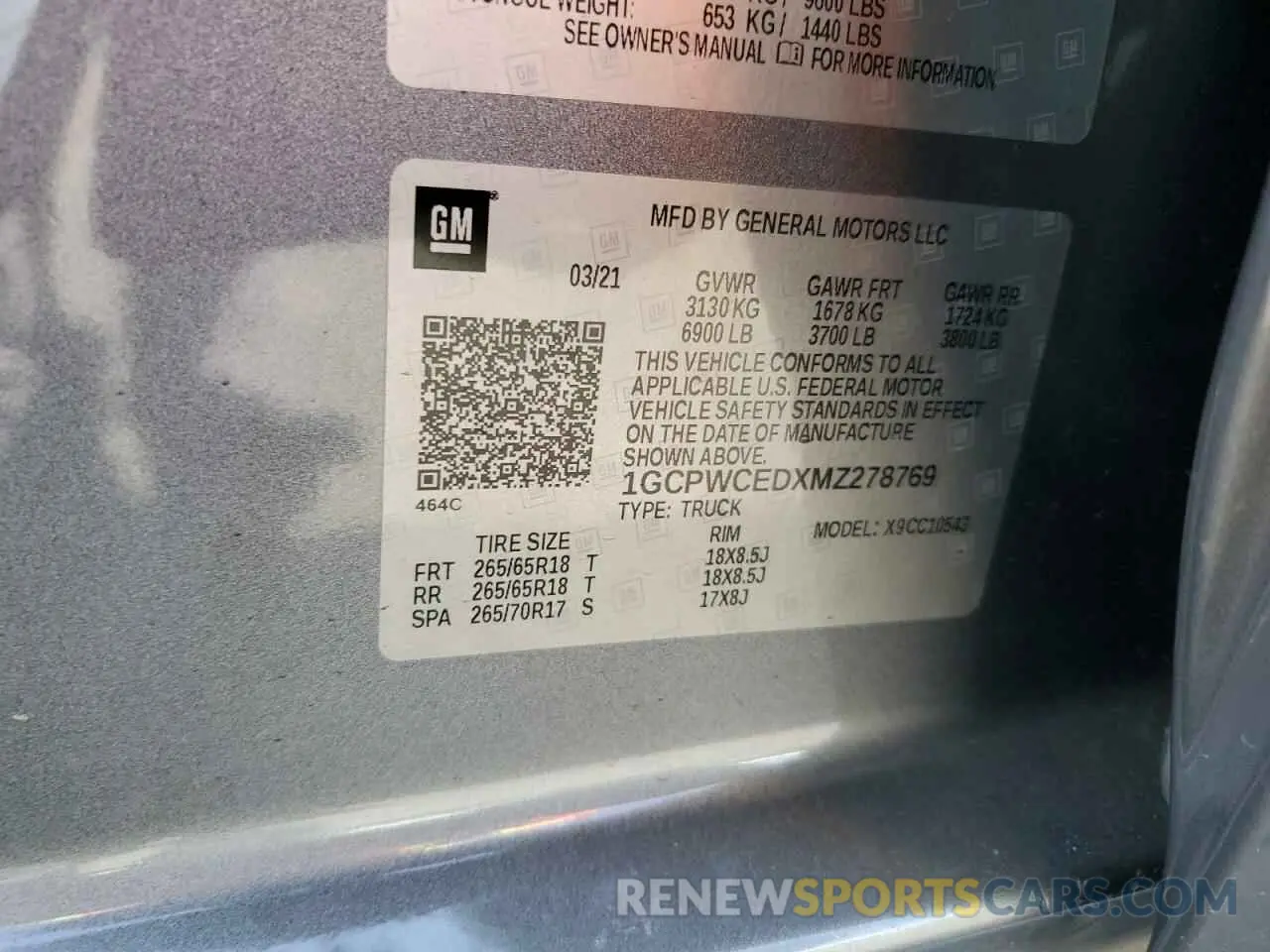 12 fotografías del automóvil dañado 1GCPWCEDXMZ278769 CHEVROLET ALL Models 2021