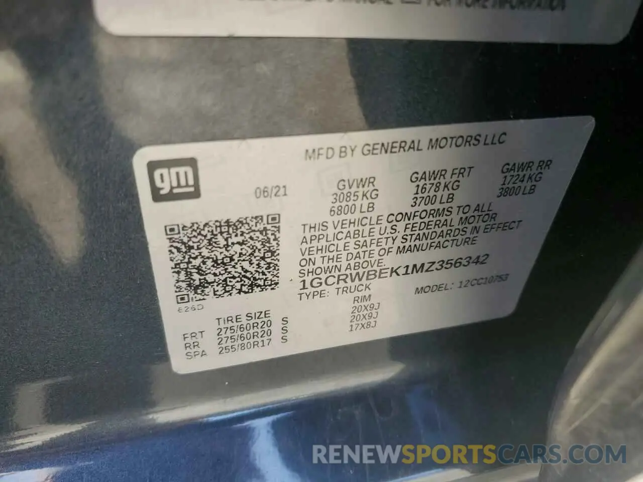 12 fotografías del automóvil dañado 1GCRWBEK1MZ356342 CHEVROLET ALL Models 2021