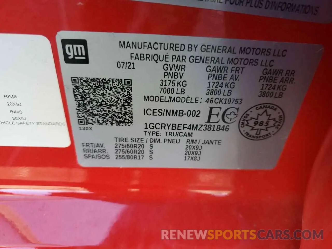 14 fotografías del automóvil dañado 1GCRYBEF4MZ381846 CHEVROLET ALL Models 2021