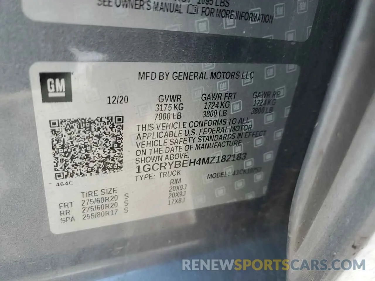 12 fotografías del automóvil dañado 1GCRYBEH4MZ182183 CHEVROLET ALL Models 2021
