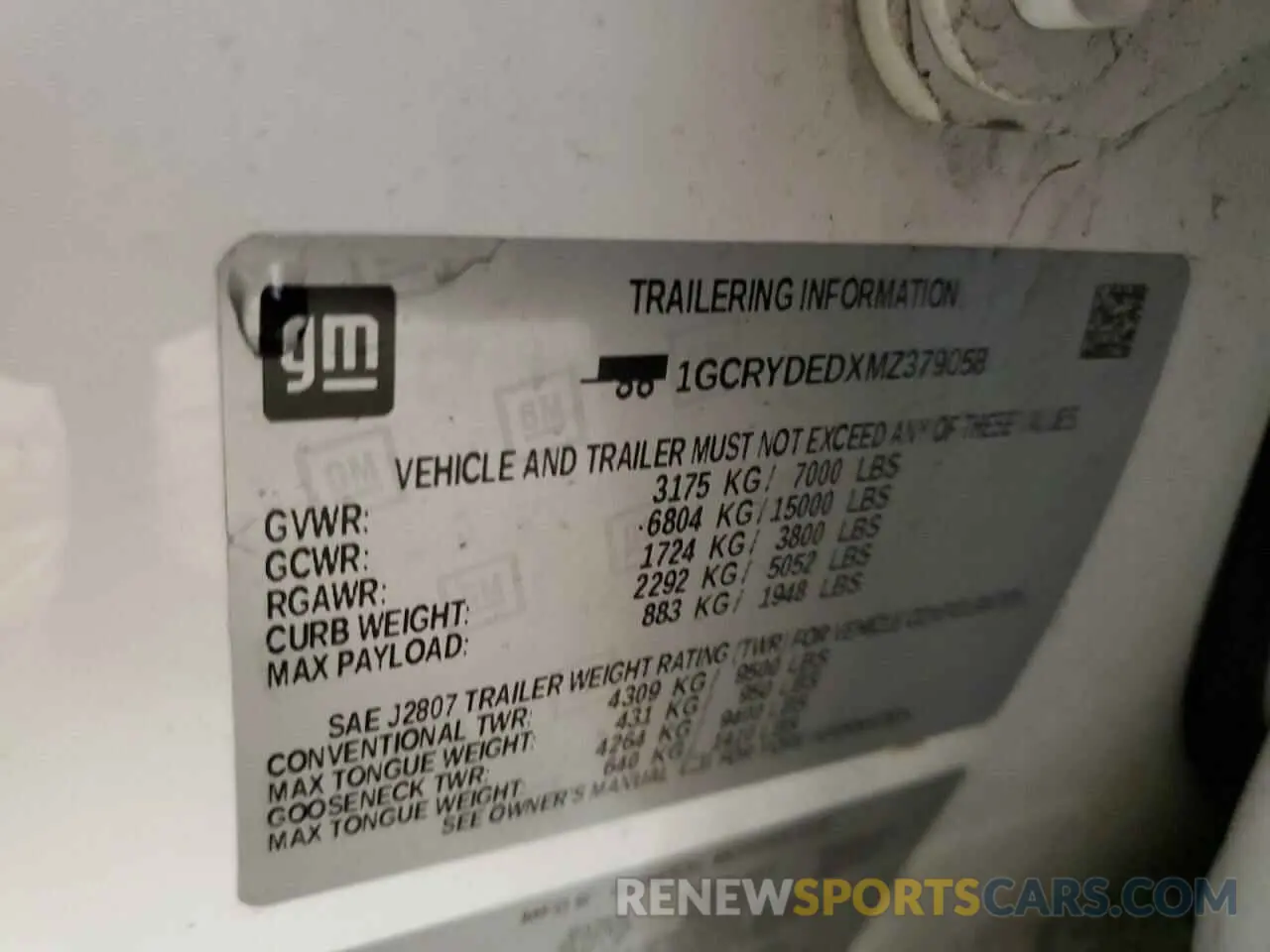 12 fotografías del automóvil dañado 1GCRYDEDXMZ379058 CHEVROLET ALL Models 2021