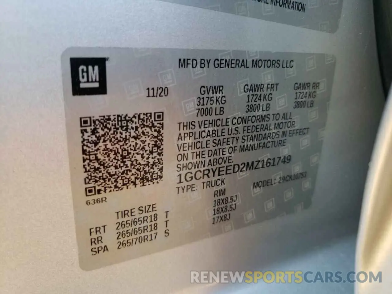 12 fotografías del automóvil dañado 1GCRYEED2MZ161749 CHEVROLET ALL Models 2021