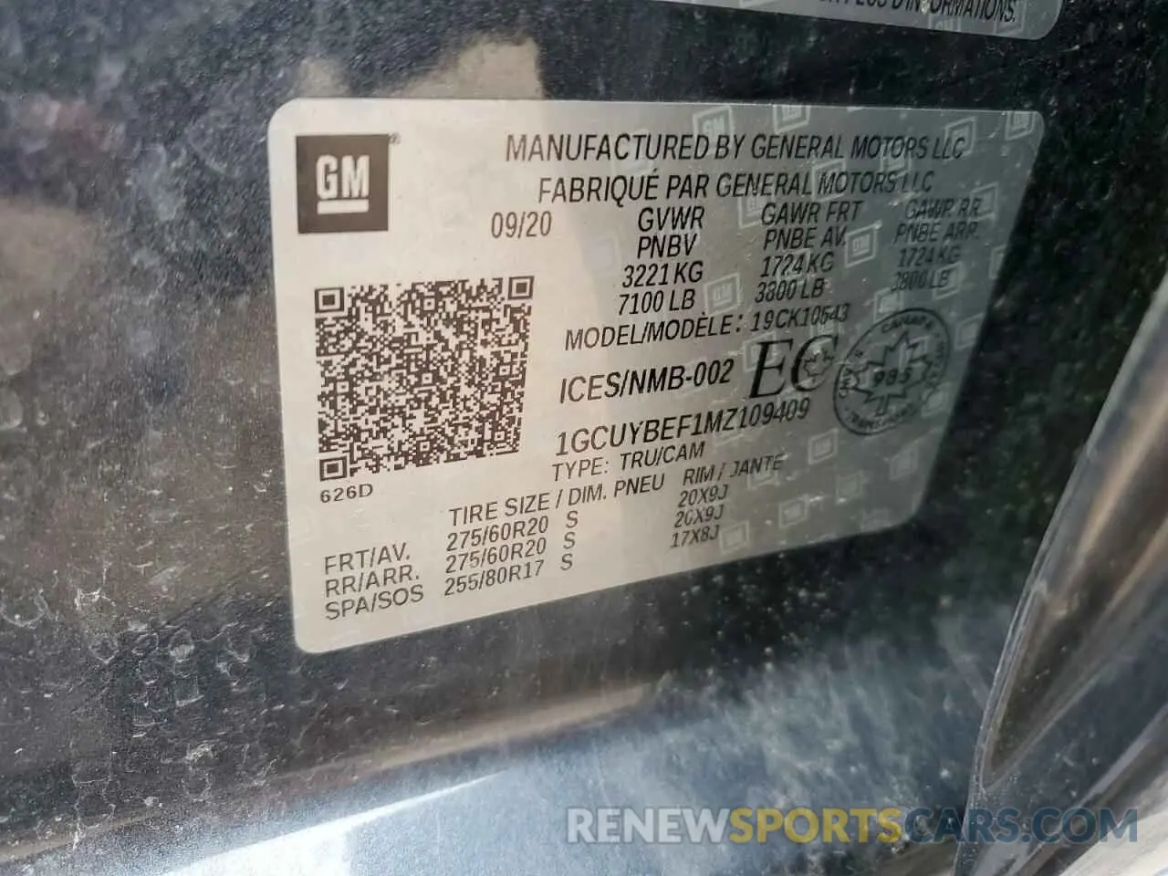 12 fotografías del automóvil dañado 1GCUYBEF1MZ109409 CHEVROLET ALL Models 2021