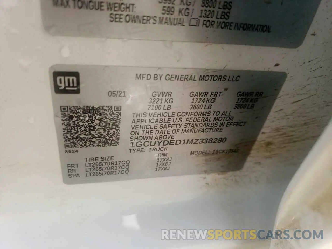 12 fotografías del automóvil dañado 1GCUYDED1MZ338280 CHEVROLET ALL Models 2021