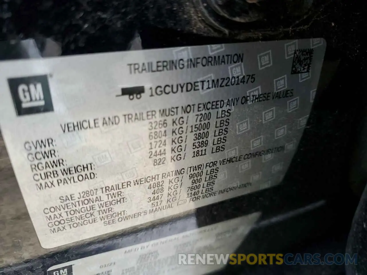12 fotografías del automóvil dañado 1GCUYDET1MZ201475 CHEVROLET ALL Models 2021