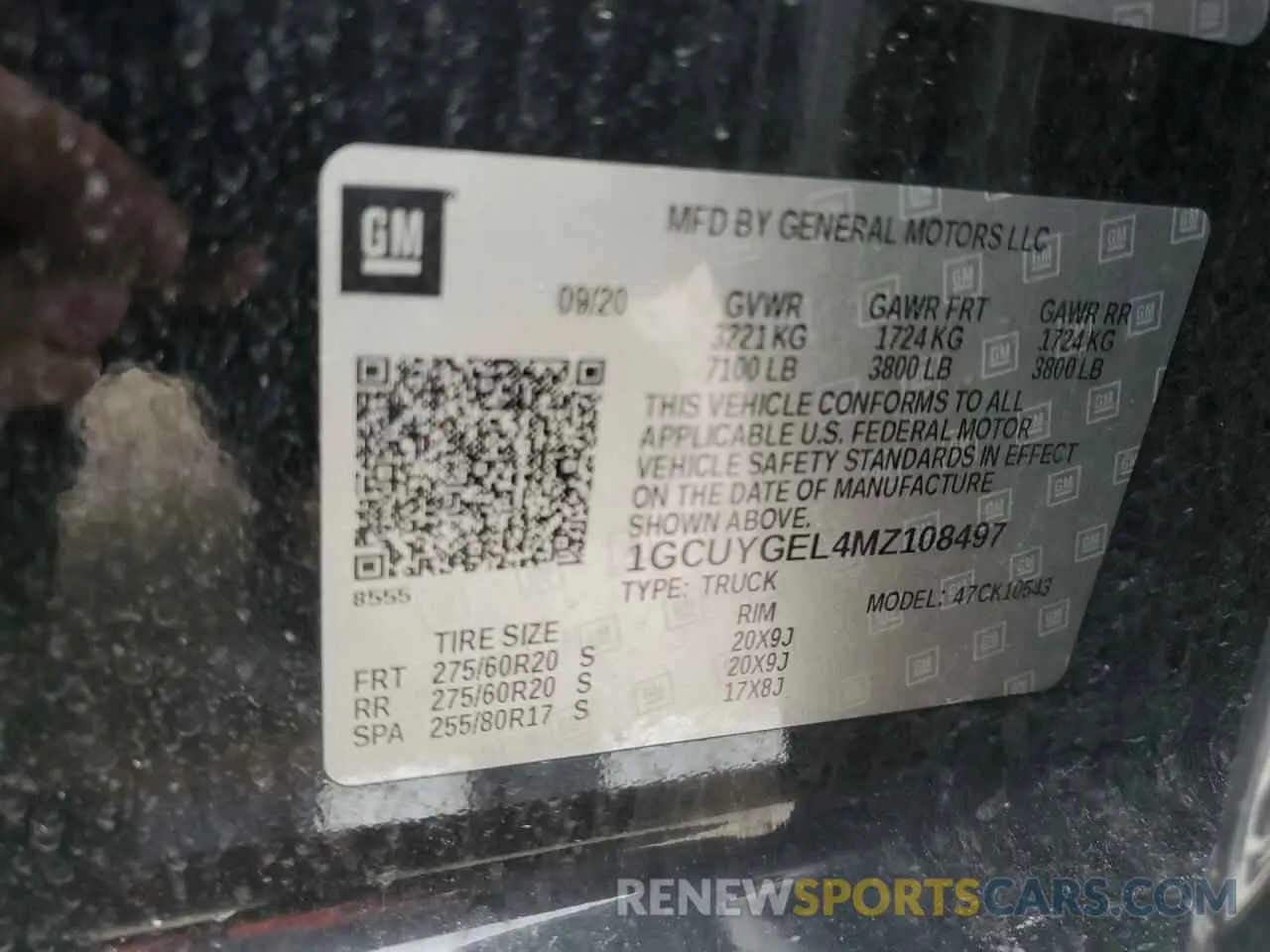 13 fotografías del automóvil dañado 1GCUYGEL4MZ108497 CHEVROLET ALL Models 2021