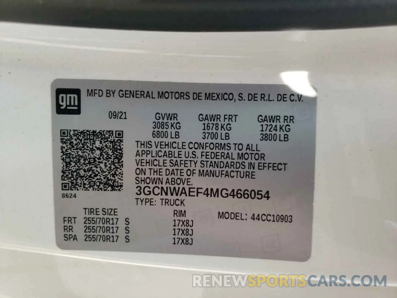 12 fotografías del automóvil dañado 3GCNWAEF4MG466054 CHEVROLET ALL Models 2021