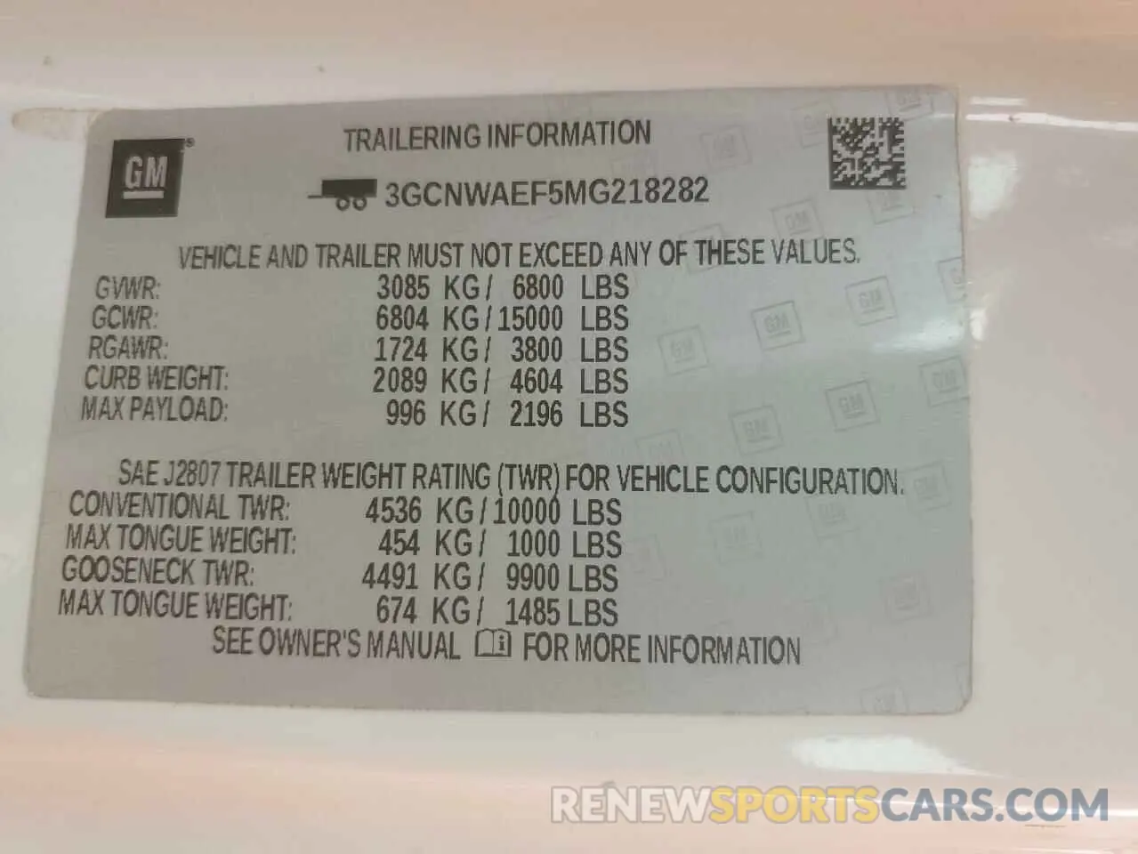 14 fotografías del automóvil dañado 3GCNWAEF5MG218282 CHEVROLET ALL Models 2021