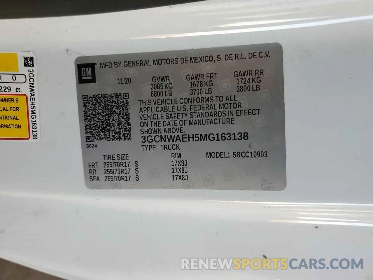 12 fotografías del automóvil dañado 3GCNWAEH5MG163138 CHEVROLET ALL Models 2021