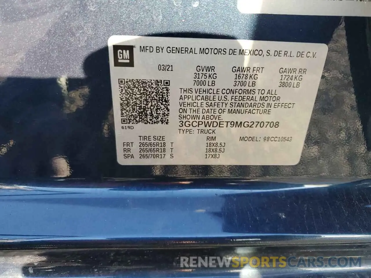 13 fotografías del automóvil dañado 3GCPWDET9MG270708 CHEVROLET ALL Models 2021