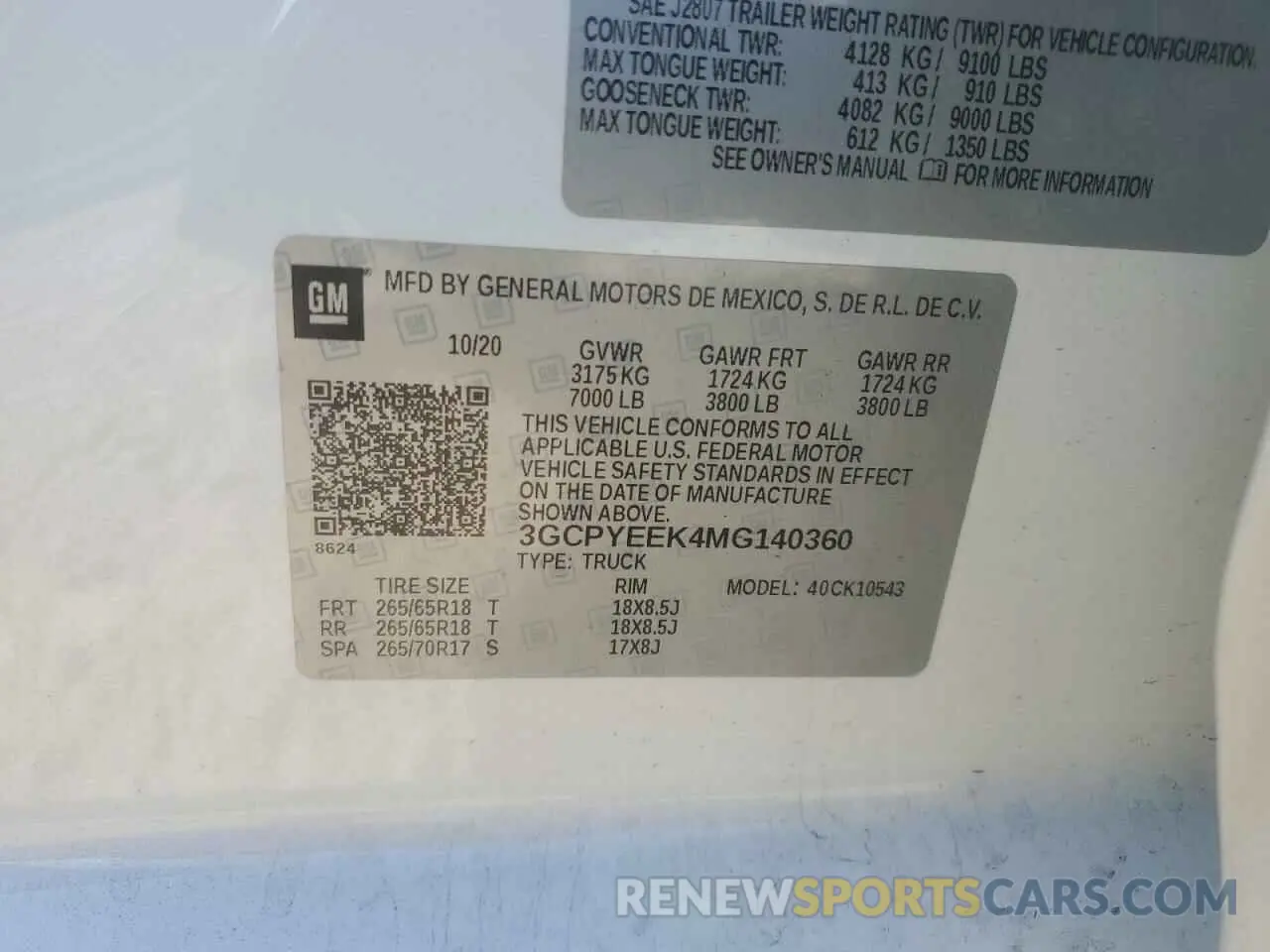 12 fotografías del automóvil dañado 3GCPYEEK4MG140360 CHEVROLET ALL Models 2021