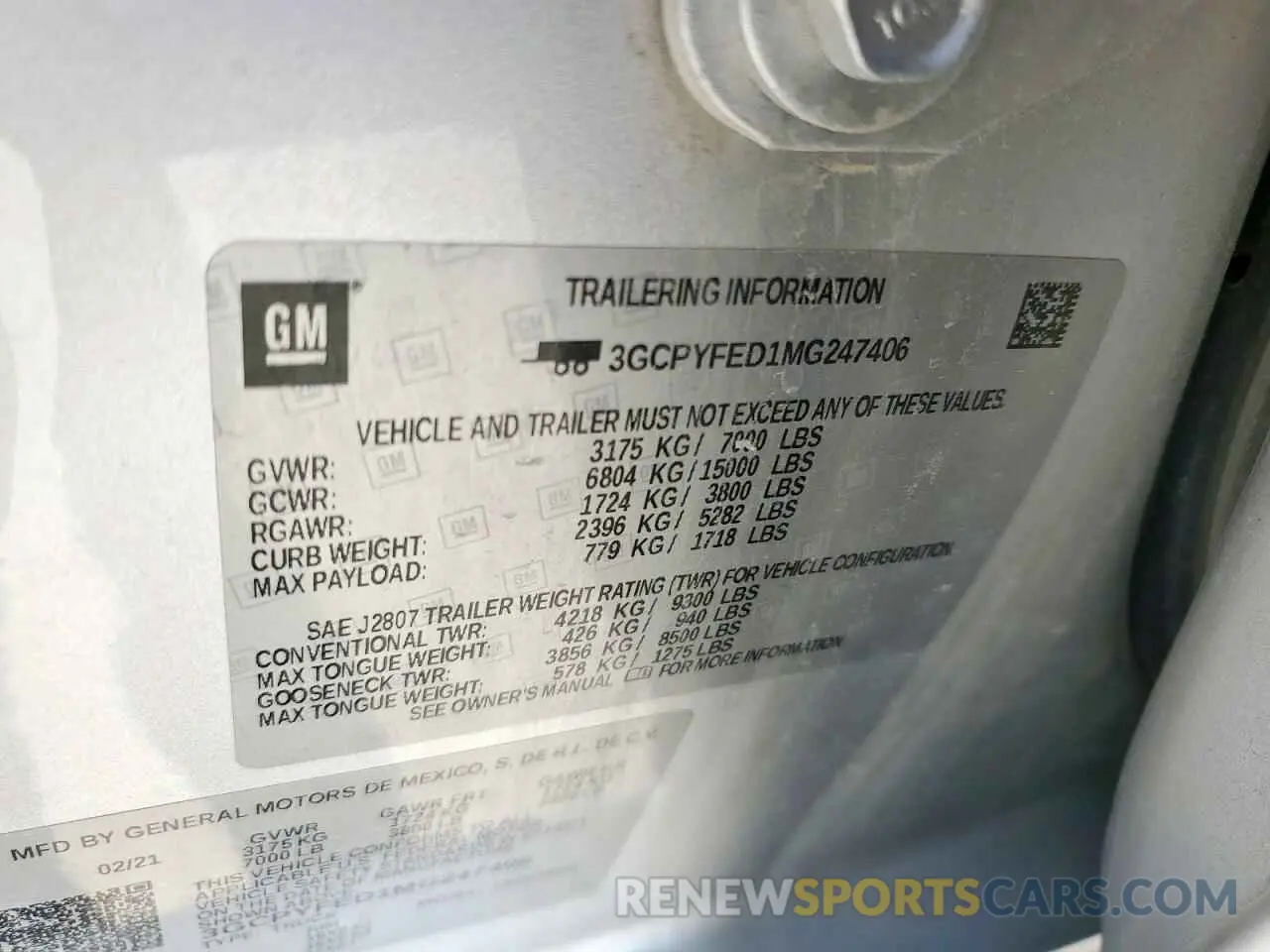 12 fotografías del automóvil dañado 3GCPYFED1MG247406 CHEVROLET ALL Models 2021