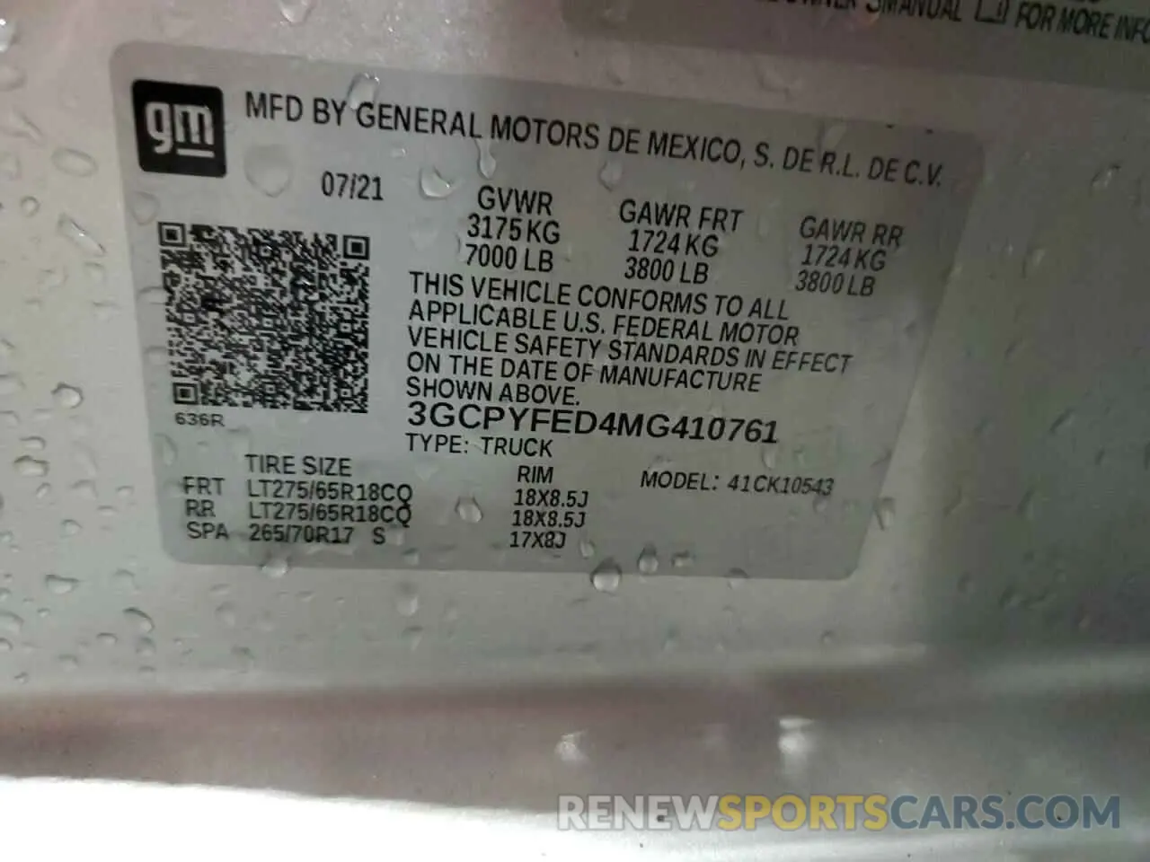 12 fotografías del automóvil dañado 3GCPYFED4MG410761 CHEVROLET ALL Models 2021