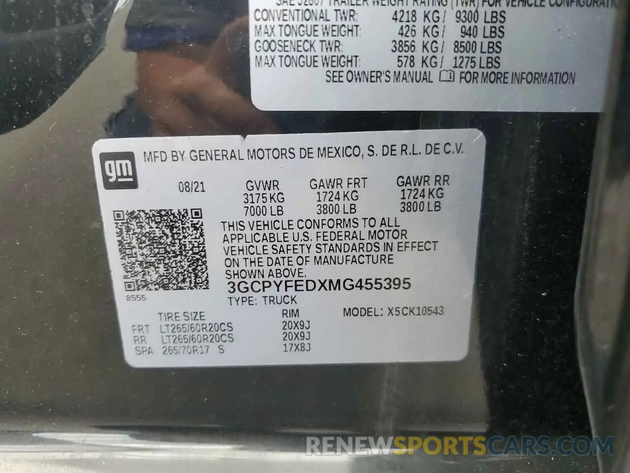 12 fotografías del automóvil dañado 3GCPYFEDXMG455395 CHEVROLET ALL Models 2021
