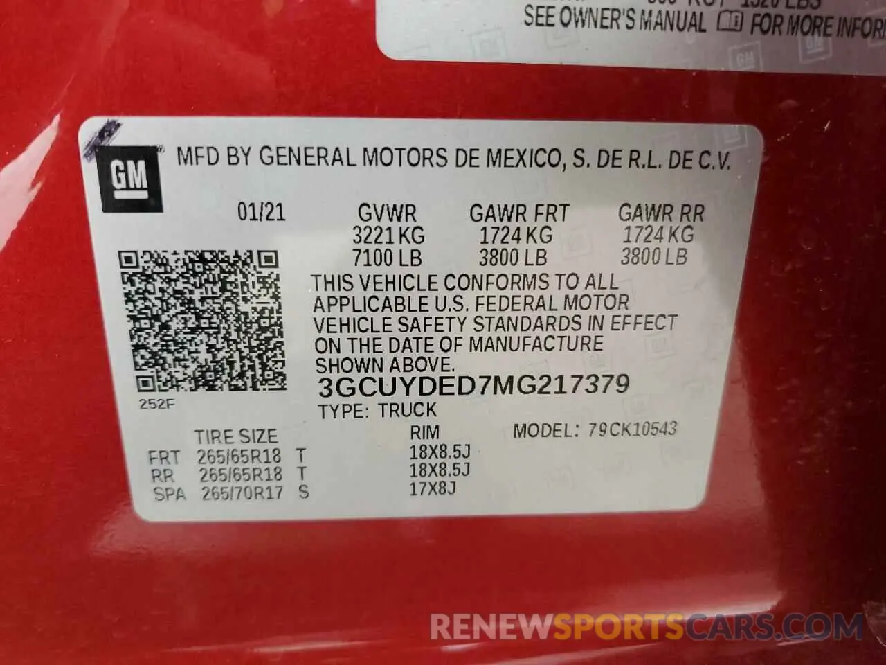 12 fotografías del automóvil dañado 3GCUYDED7MG217379 CHEVROLET ALL Models 2021