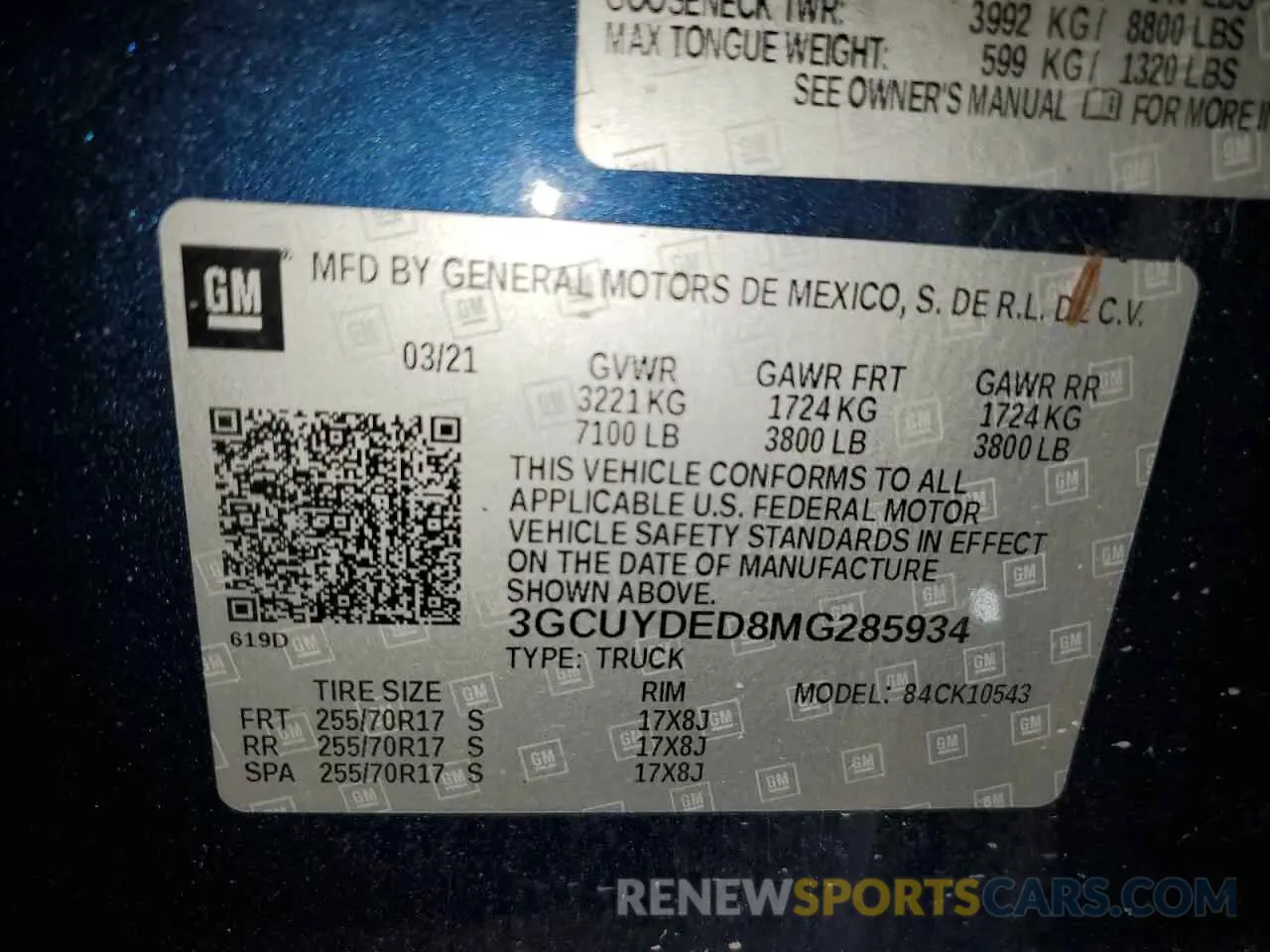 13 fotografías del automóvil dañado 3GCUYDED8MG285934 CHEVROLET ALL Models 2021