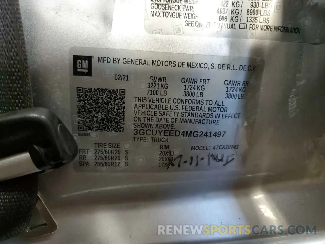 12 fotografías del automóvil dañado 3GCUYEED4MG241497 CHEVROLET ALL Models 2021