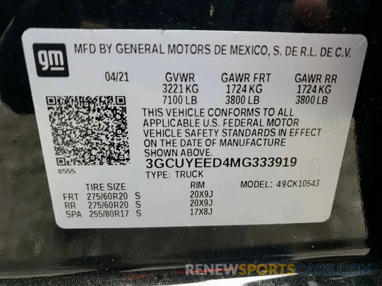 15 fotografías del automóvil dañado 3GCUYEED4MG333919 CHEVROLET ALL Models 2021
