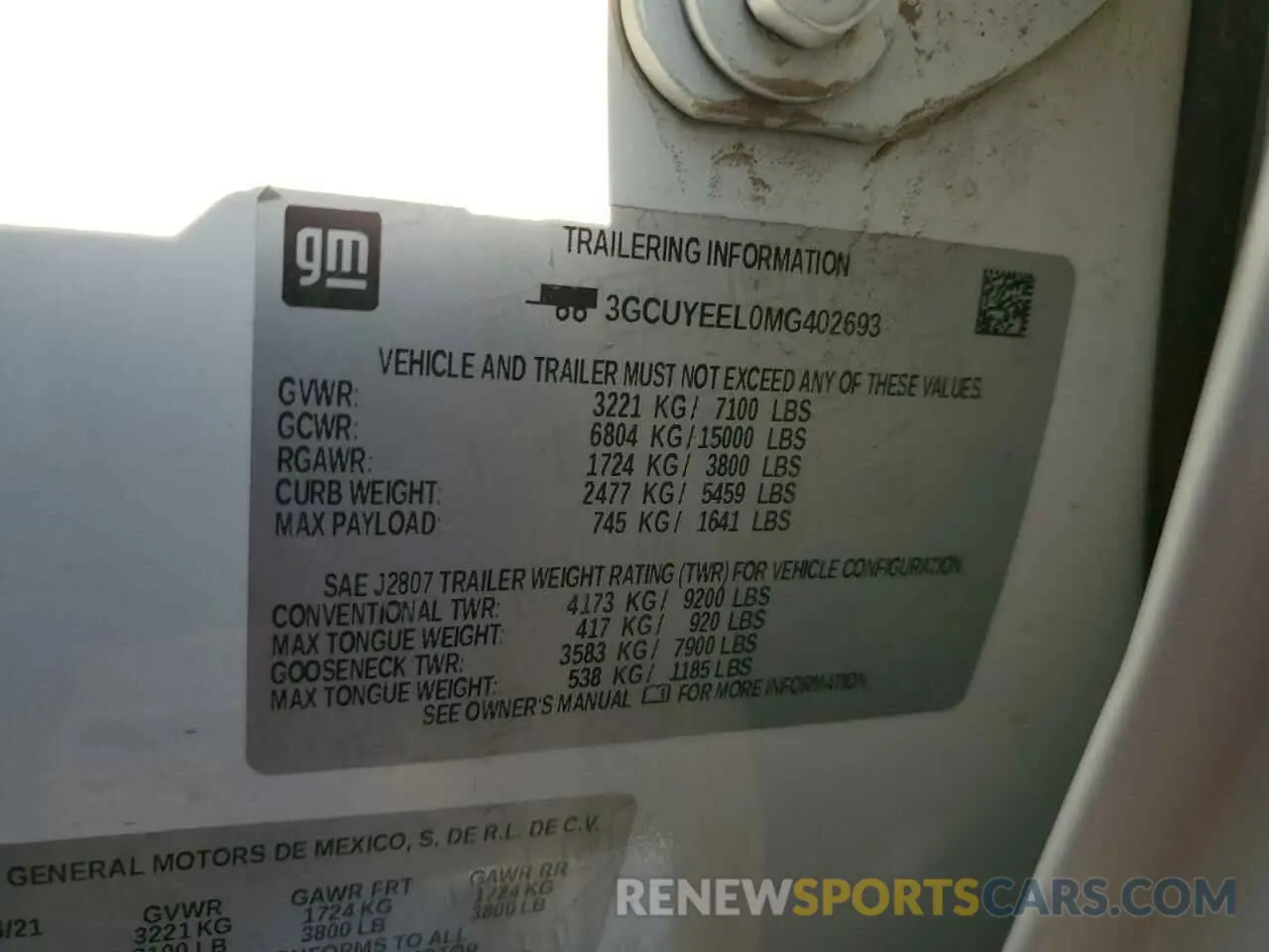 13 fotografías del automóvil dañado 3GCUYEEL0MG402693 CHEVROLET ALL Models 2021