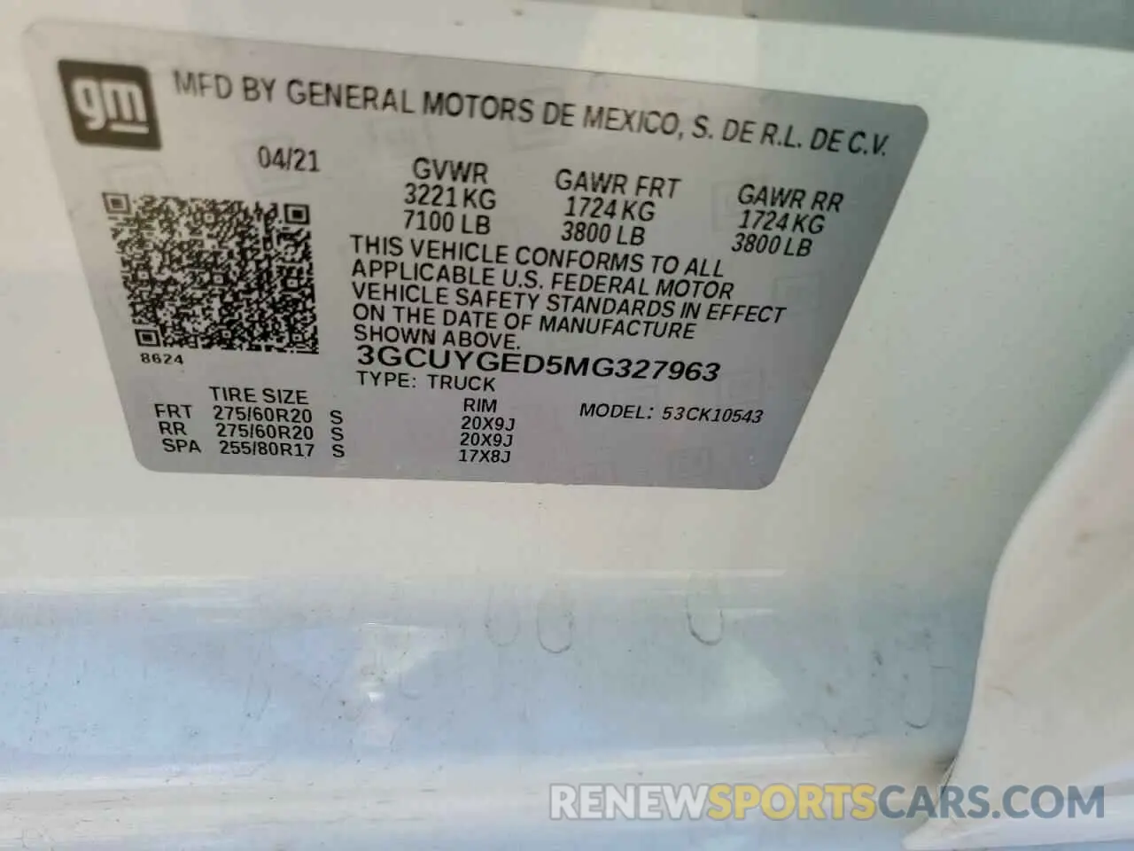 14 fotografías del automóvil dañado 3GCUYGED5MG327963 CHEVROLET ALL Models 2021