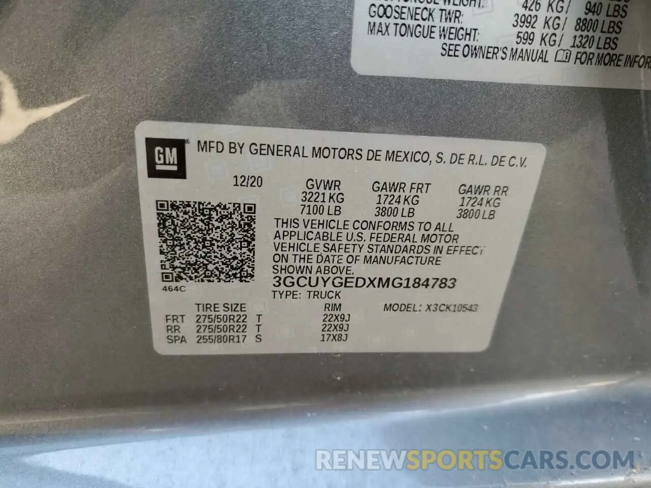 12 fotografías del automóvil dañado 3GCUYGEDXMG184783 CHEVROLET ALL Models 2021
