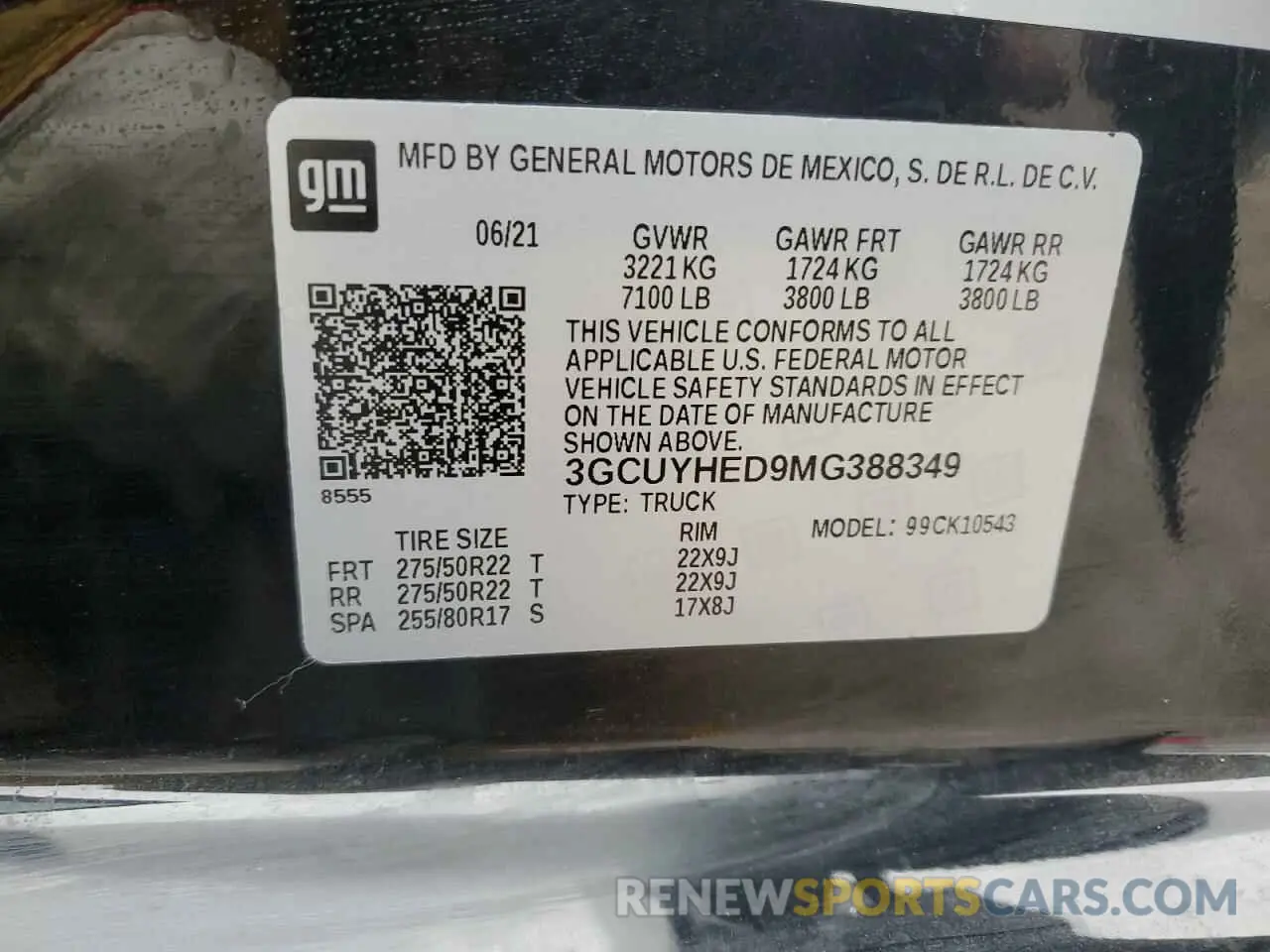 12 fotografías del automóvil dañado 3GCUYHED9MG388349 CHEVROLET ALL Models 2021