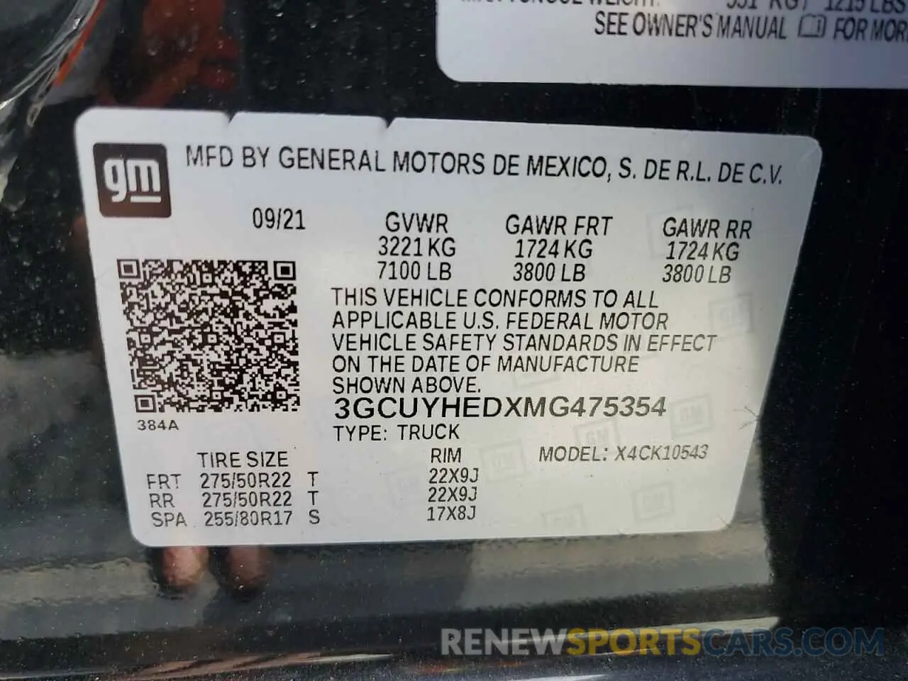 13 fotografías del automóvil dañado 3GCUYHEDXMG475354 CHEVROLET ALL Models 2021