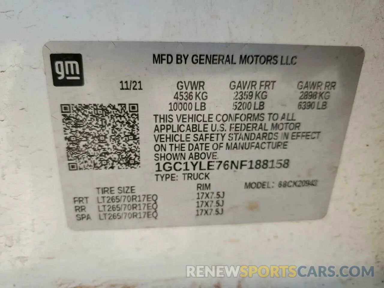 12 fotografías del automóvil dañado 1GC1YLE76NF188158 CHEVROLET ALL Models 2022