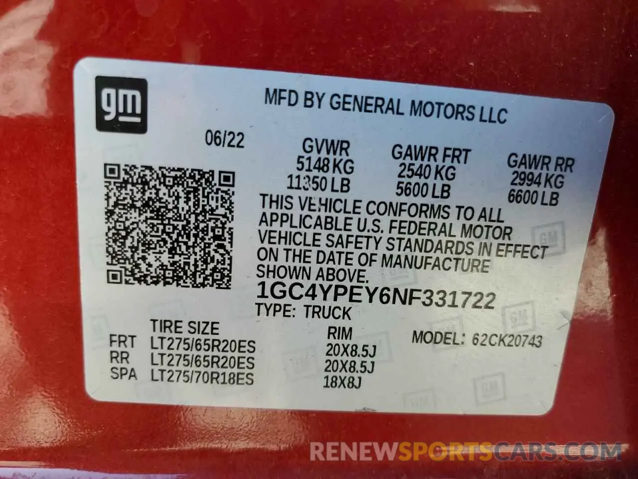 12 fotografías del automóvil dañado 1GC4YPEY6NF331722 CHEVROLET ALL Models 2022