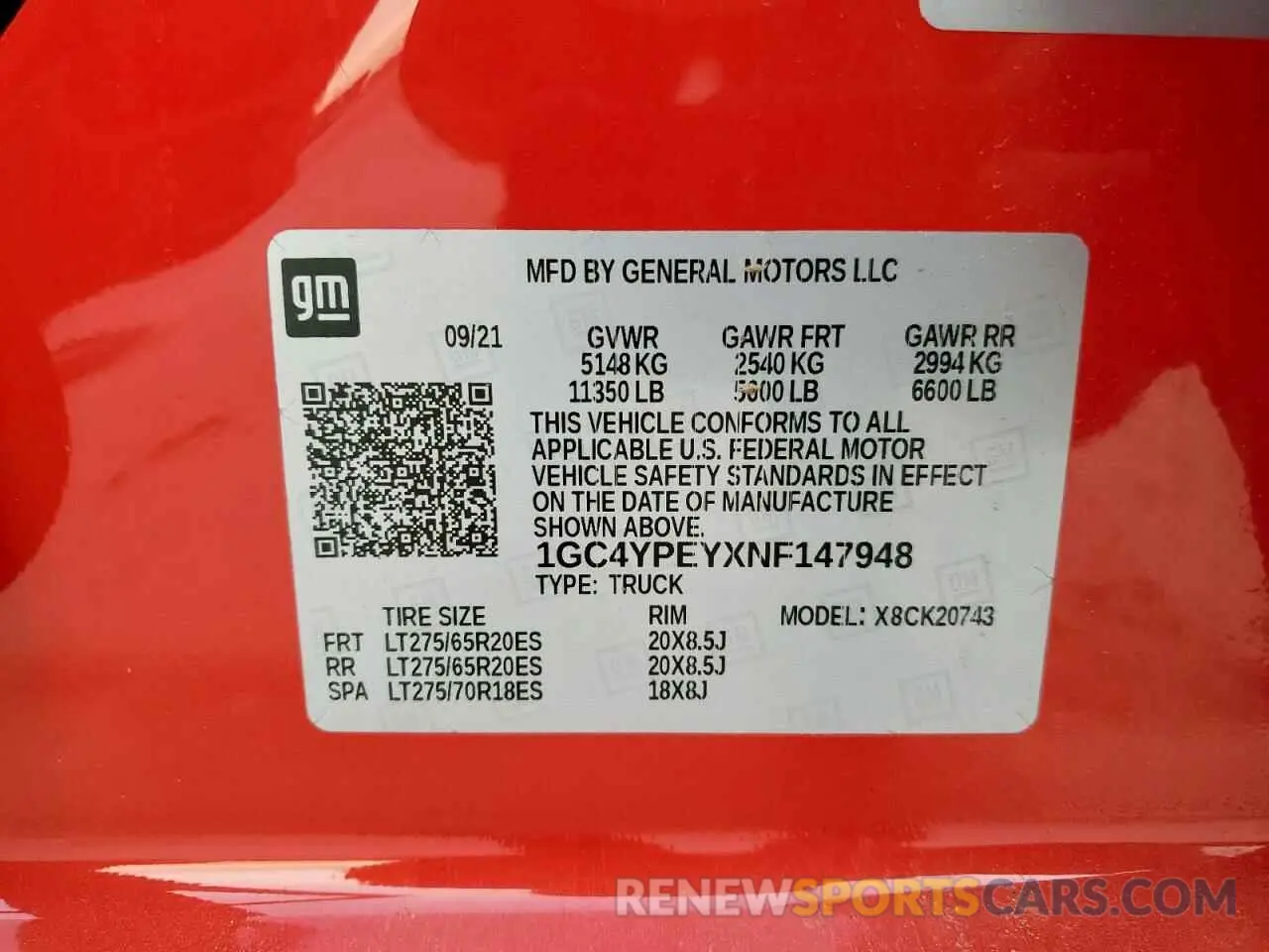 14 fotografías del automóvil dañado 1GC4YPEYXNF147948 CHEVROLET ALL Models 2022