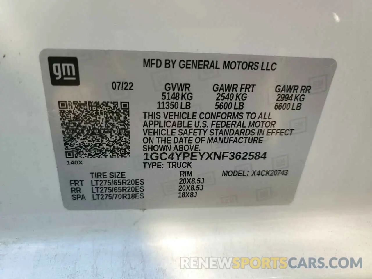 13 fotografías del automóvil dañado 1GC4YPEYXNF362584 CHEVROLET ALL Models 2022