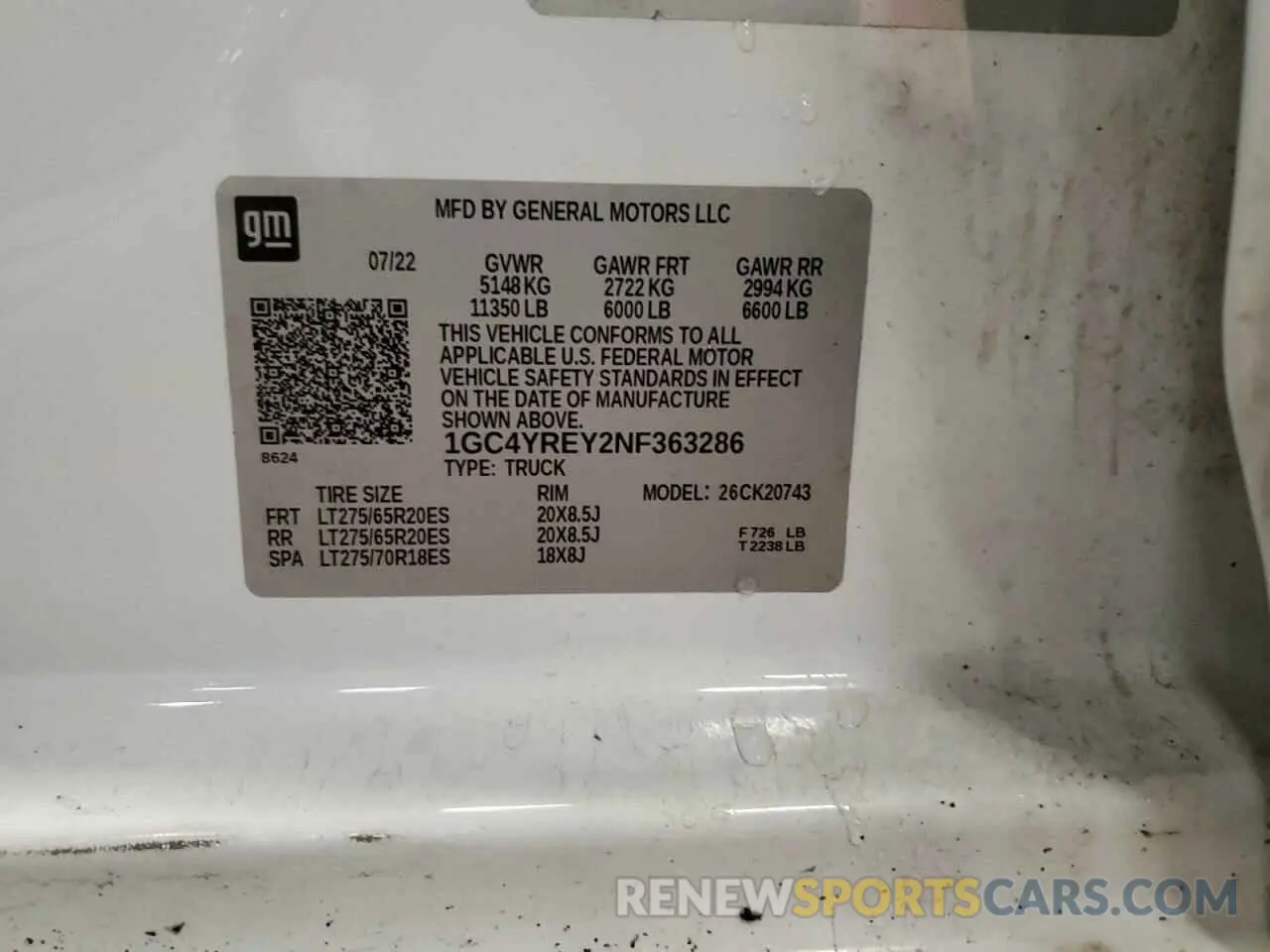 12 fotografías del automóvil dañado 1GC4YREY2NF363286 CHEVROLET ALL Models 2022
