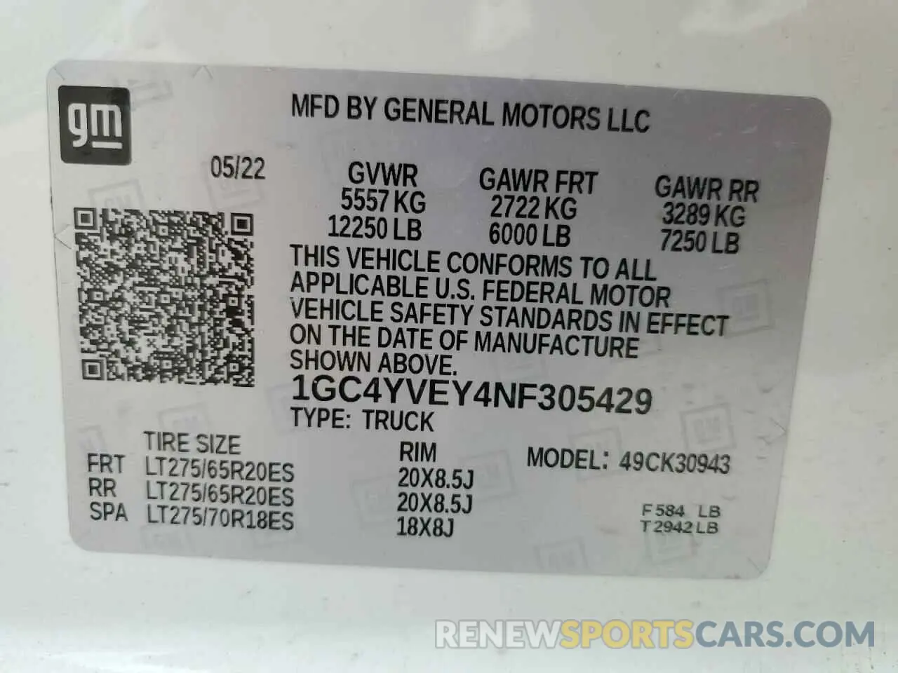 12 fotografías del automóvil dañado 1GC4YVEY4NF305429 CHEVROLET ALL Models 2022