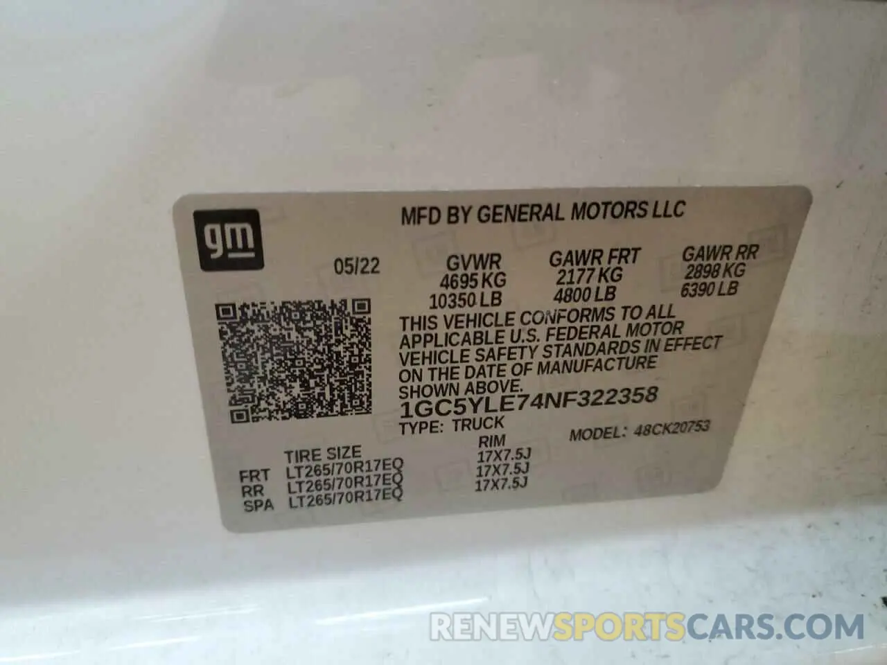 12 fotografías del automóvil dañado 1GC5YLE74NF322358 CHEVROLET ALL Models 2022