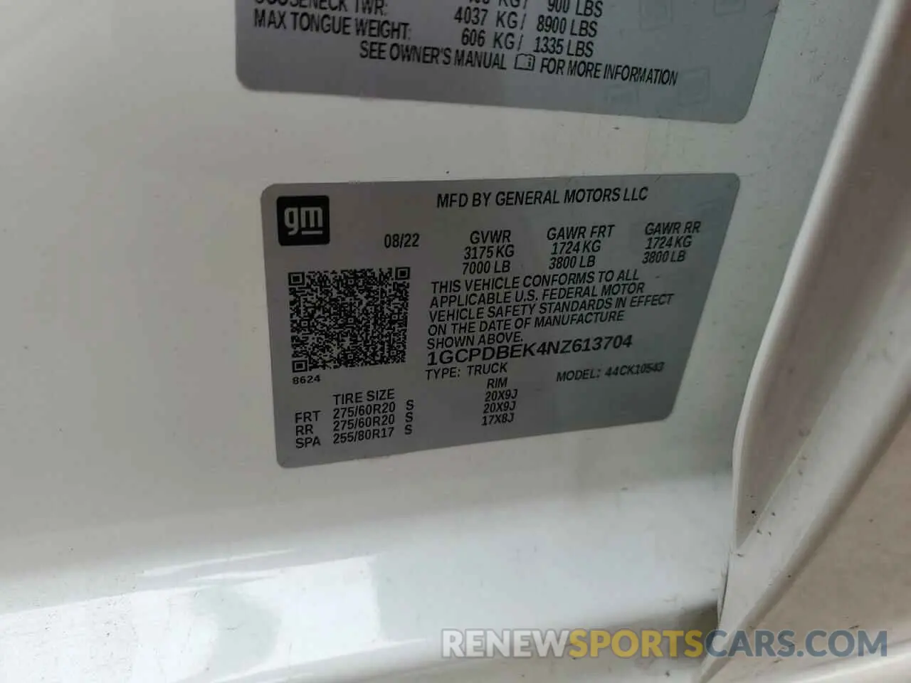 13 fotografías del automóvil dañado 1GCPDBEK4NZ613704 CHEVROLET ALL Models 2022