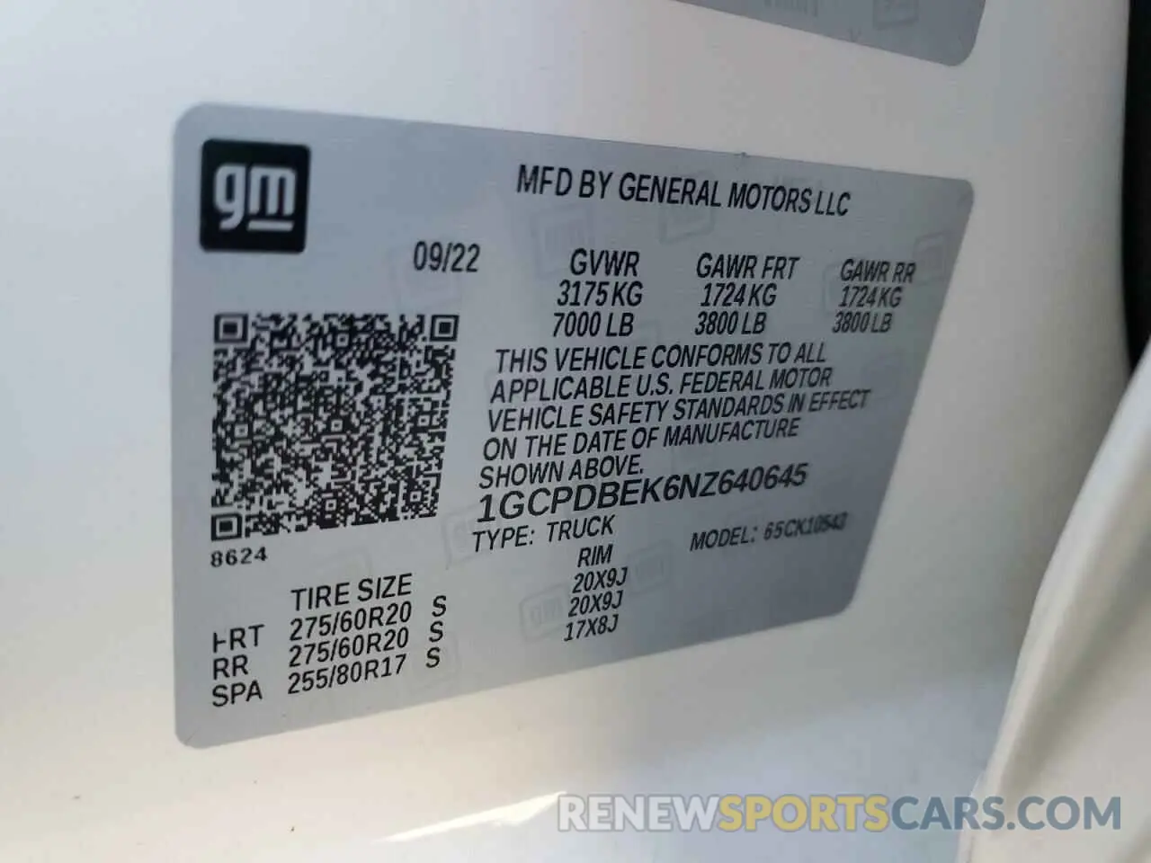 13 fotografías del automóvil dañado 1GCPDBEK6NZ640645 CHEVROLET ALL Models 2022