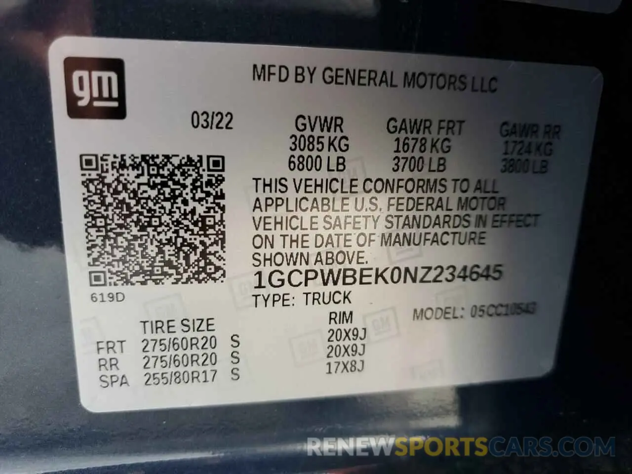 13 fotografías del automóvil dañado 1GCPWBEK0NZ234645 CHEVROLET ALL Models 2022