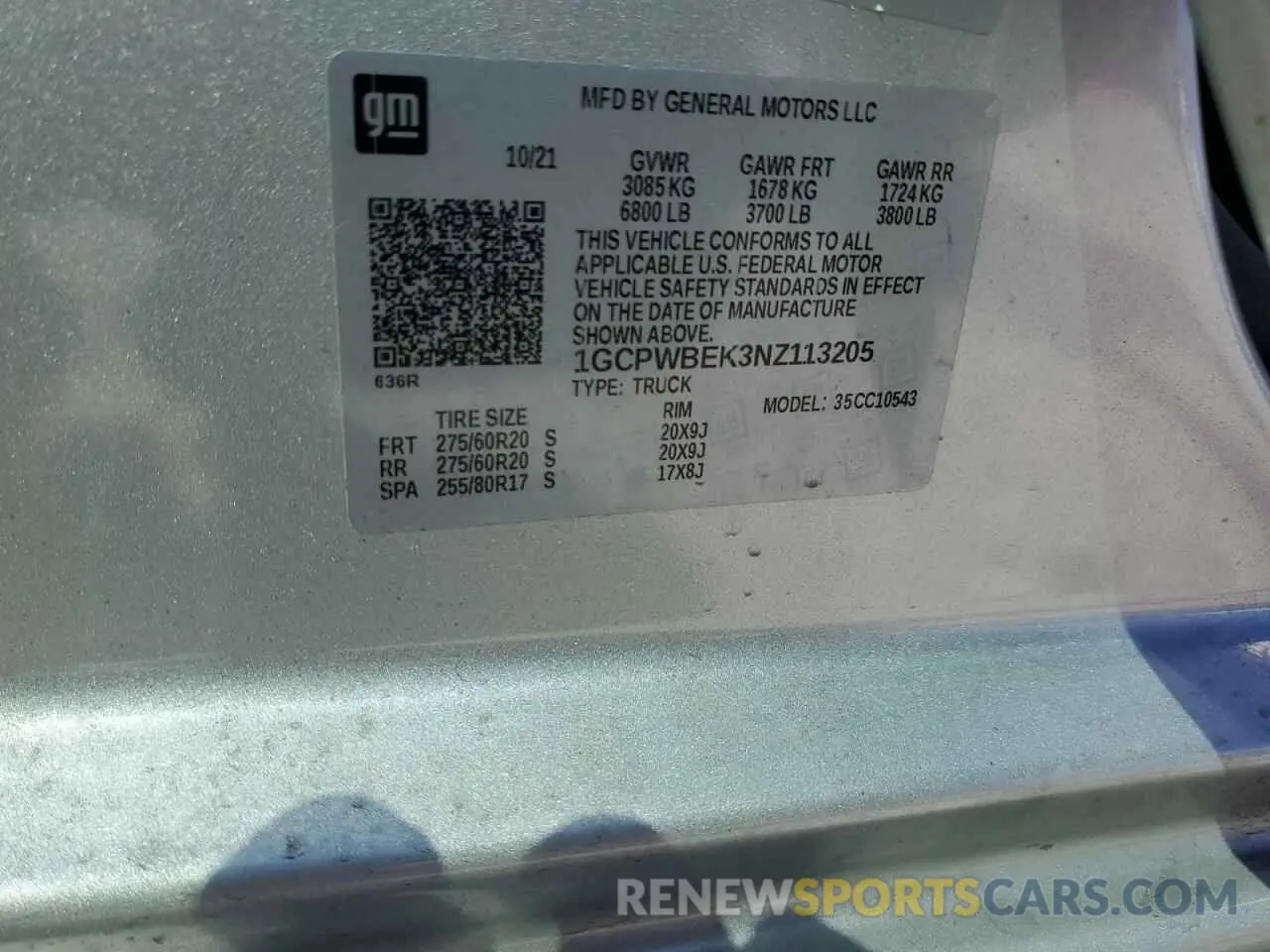 14 fotografías del automóvil dañado 1GCPWBEK3NZ113205 CHEVROLET ALL Models 2022