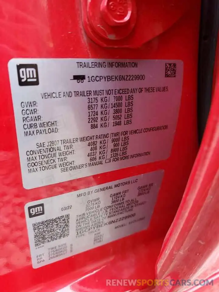13 fotografías del automóvil dañado 1GCPYBEK6NZ229900 CHEVROLET ALL Models 2022