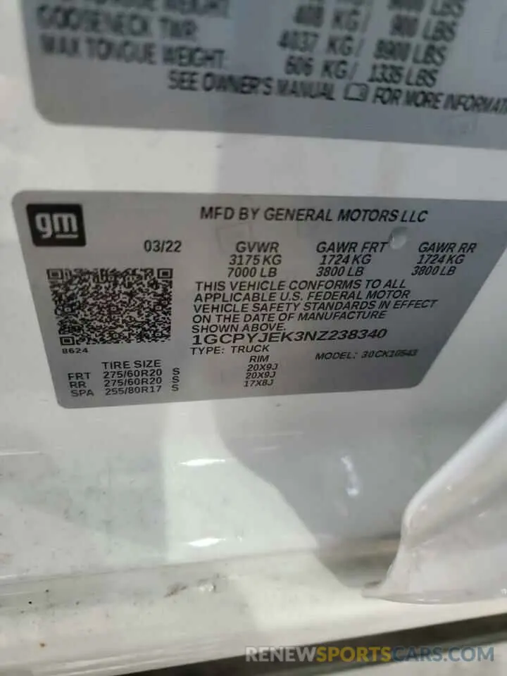 13 fotografías del automóvil dañado 1GCPYJEK3NZ238340 CHEVROLET ALL Models 2022