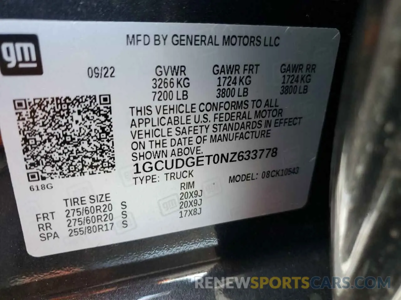 12 fotografías del automóvil dañado 1GCUDGET0NZ633778 CHEVROLET ALL Models 2022