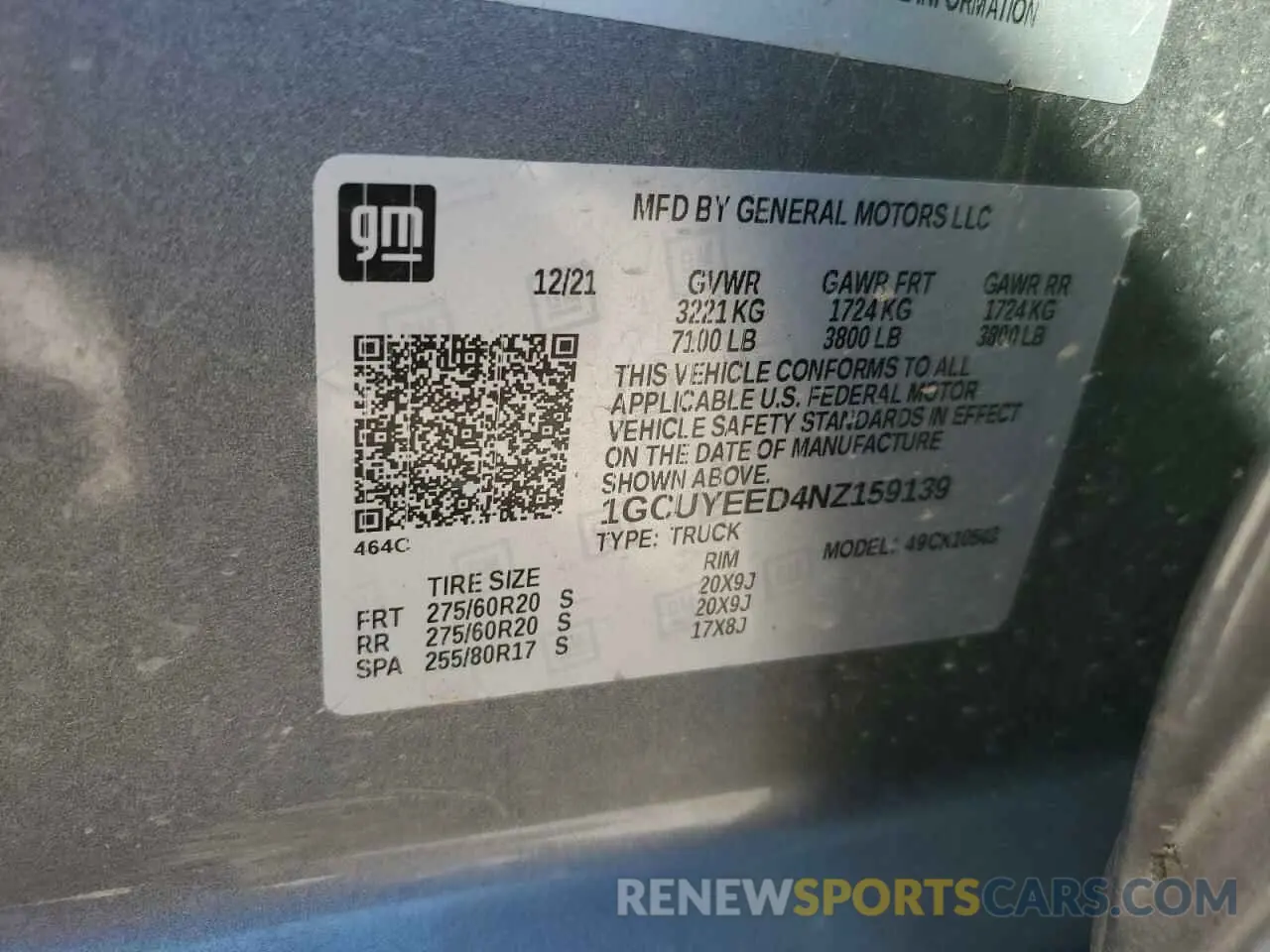 13 fotografías del automóvil dañado 1GCUYEED4NZ159139 CHEVROLET ALL Models 2022