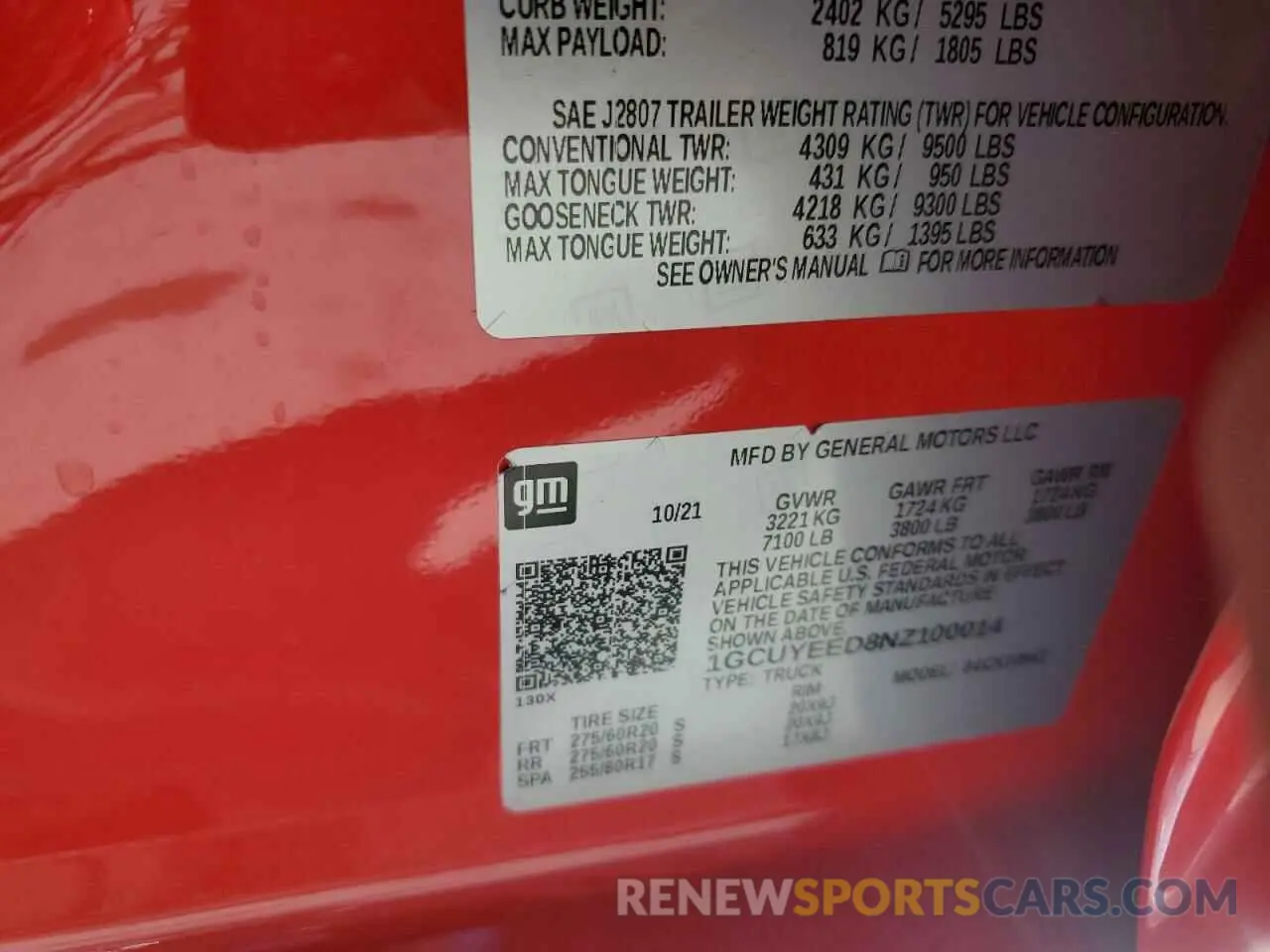 12 fotografías del automóvil dañado 1GCUYEED8NZ100014 CHEVROLET ALL Models 2022