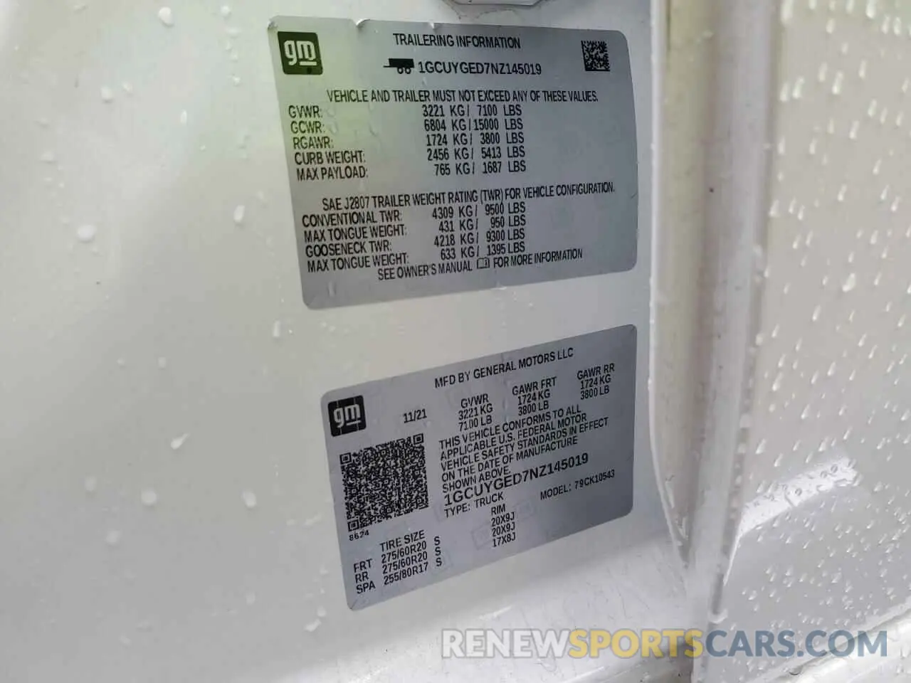 12 fotografías del automóvil dañado 1GCUYGED7NZ145019 CHEVROLET ALL Models 2022