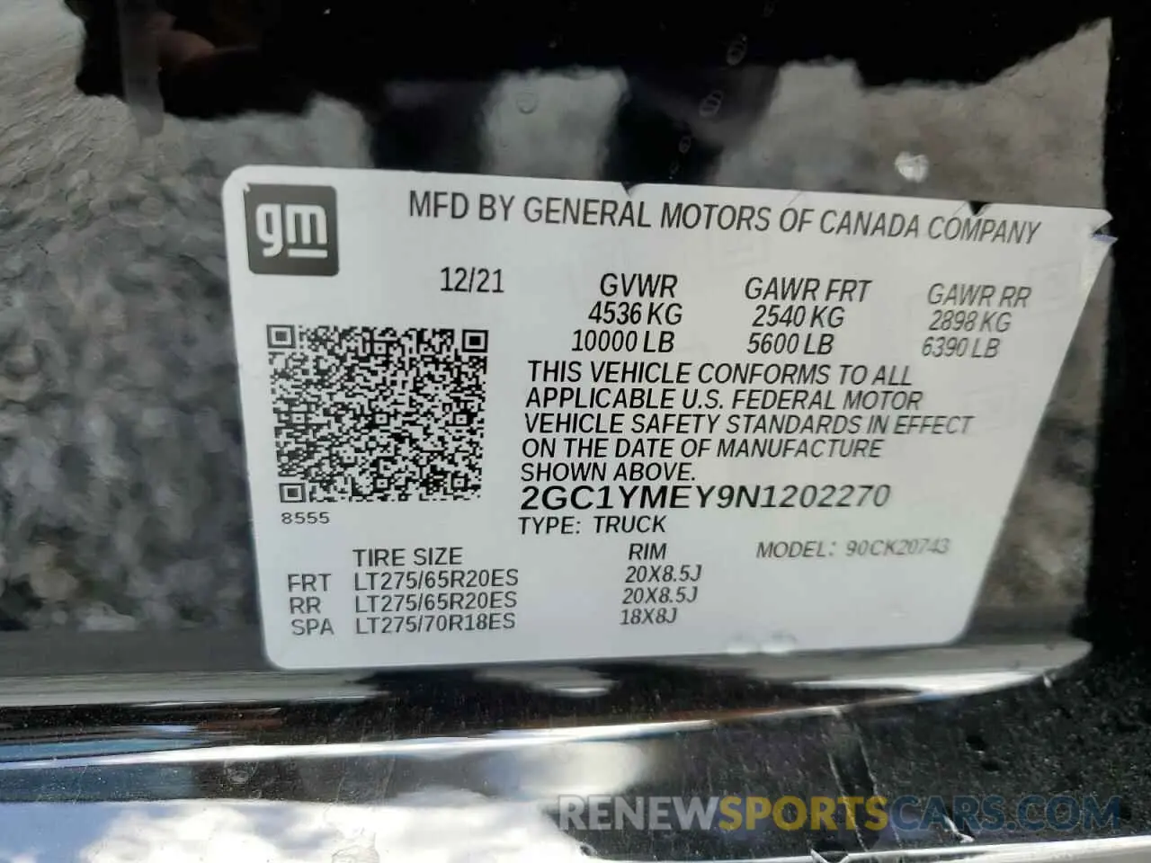 13 fotografías del automóvil dañado 2GC1YMEY9N1202270 CHEVROLET ALL Models 2022