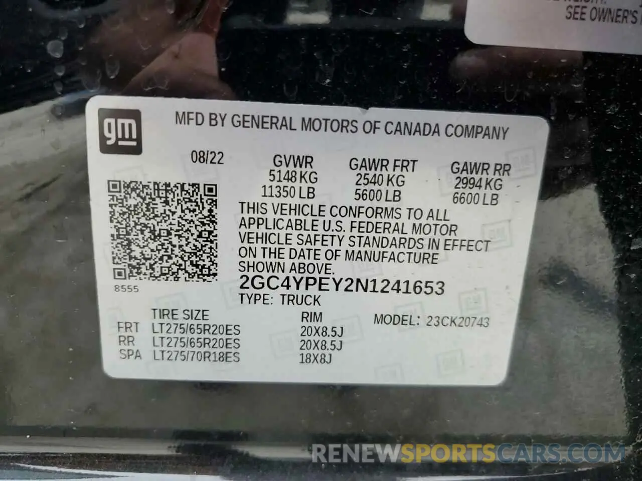 14 fotografías del automóvil dañado 2GC4YPEY2N1241653 CHEVROLET ALL Models 2022