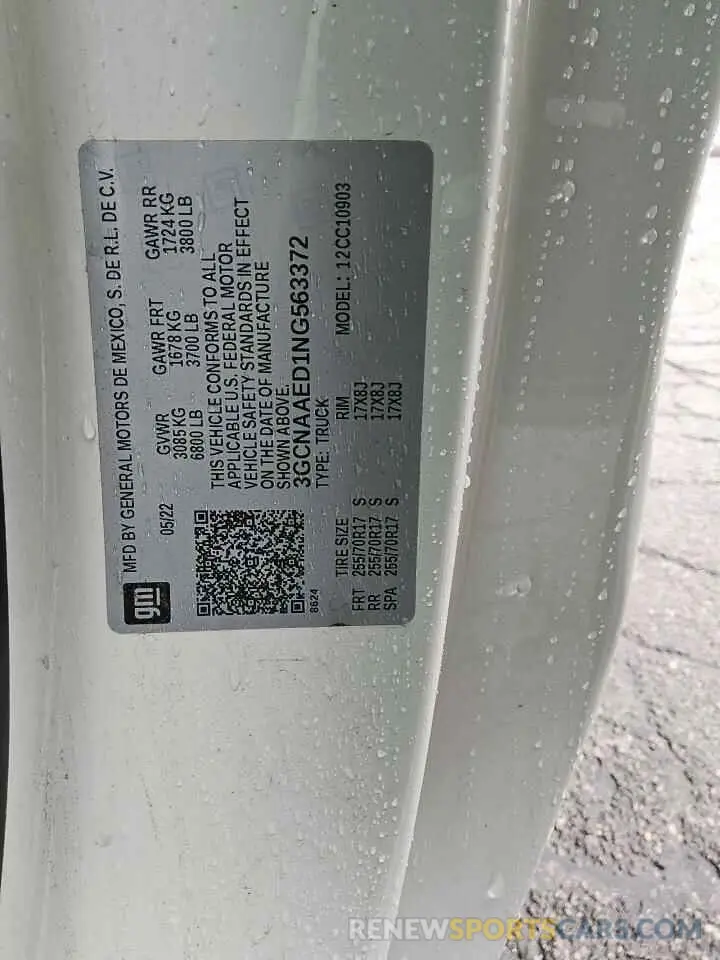 12 fotografías del automóvil dañado 3GCNAAED1NG563372 CHEVROLET ALL Models 2022